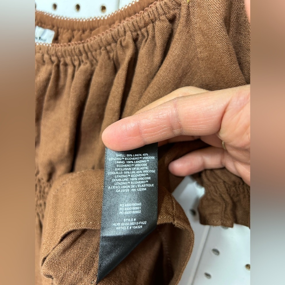 Aritzia Sunday Best Linen Blend Brown Chocolate Top - Picture 3 of 5